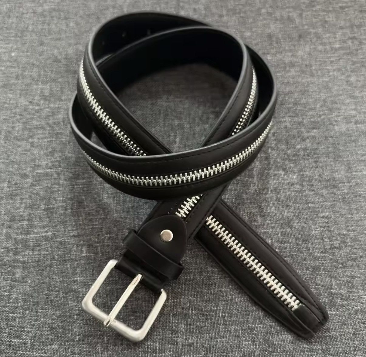 Other Gothic Punk Zipper PU Leather Belt Size ONE SIZE - 1 Thumbnail