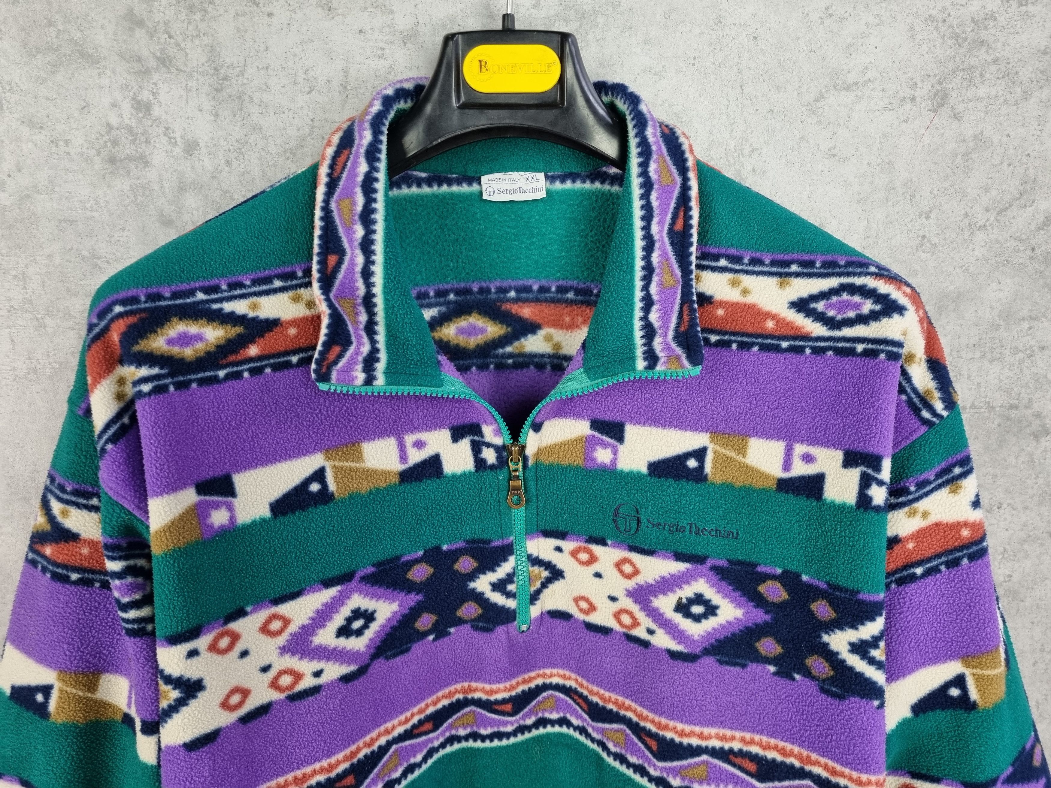 Sergio Tacchini × Vintage Vintage Sergio Tacchini Aztec Navajo Fleece Pullover Size US XL / EU 56 / 4 - 12 Thumbnail