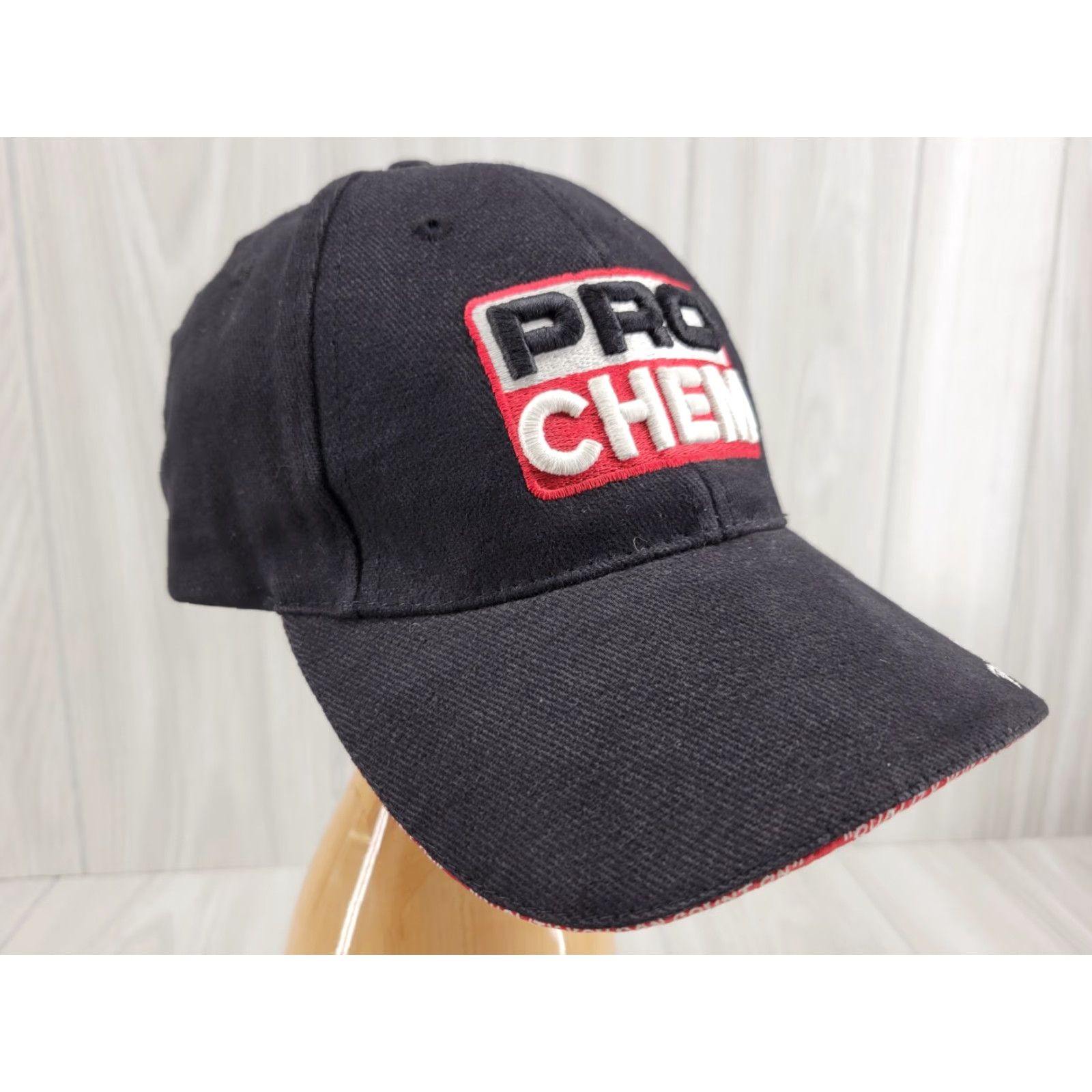 Vintage Pro Chem Embroidered Baseball Cap Hat Black Red Adjustable Snapback Men Hat Black Red Flag Checkered Cap Size ONE SIZE - 3 Thumbnail
