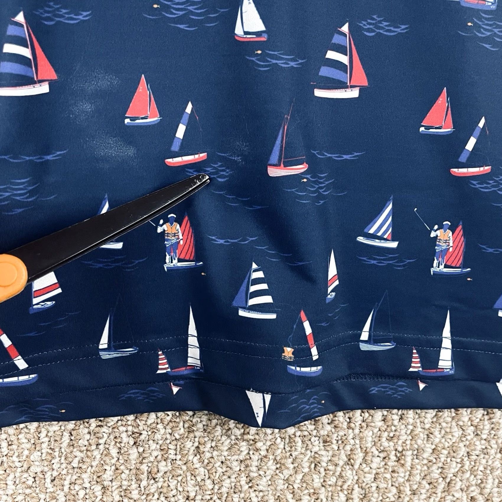 Vintage William Murray Polo Shirt Mens XL Blue Sail Boat Nautical Print Performance T356 Size US XL / EU 56 / 4 - 7 Thumbnail