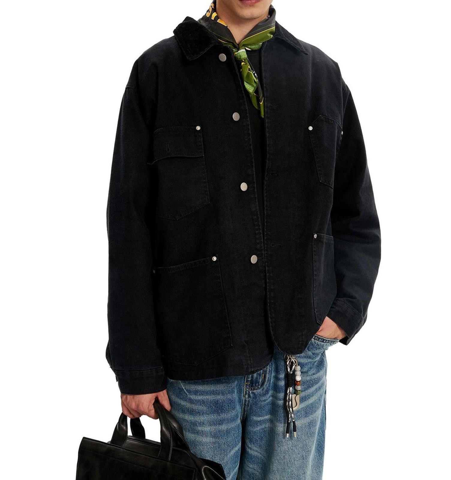 Japanese Brand Tan Retro Washed Work Jacket with Corduroy Collar Size US M / EU 48-50 / 2 - 5 Thumbnail
