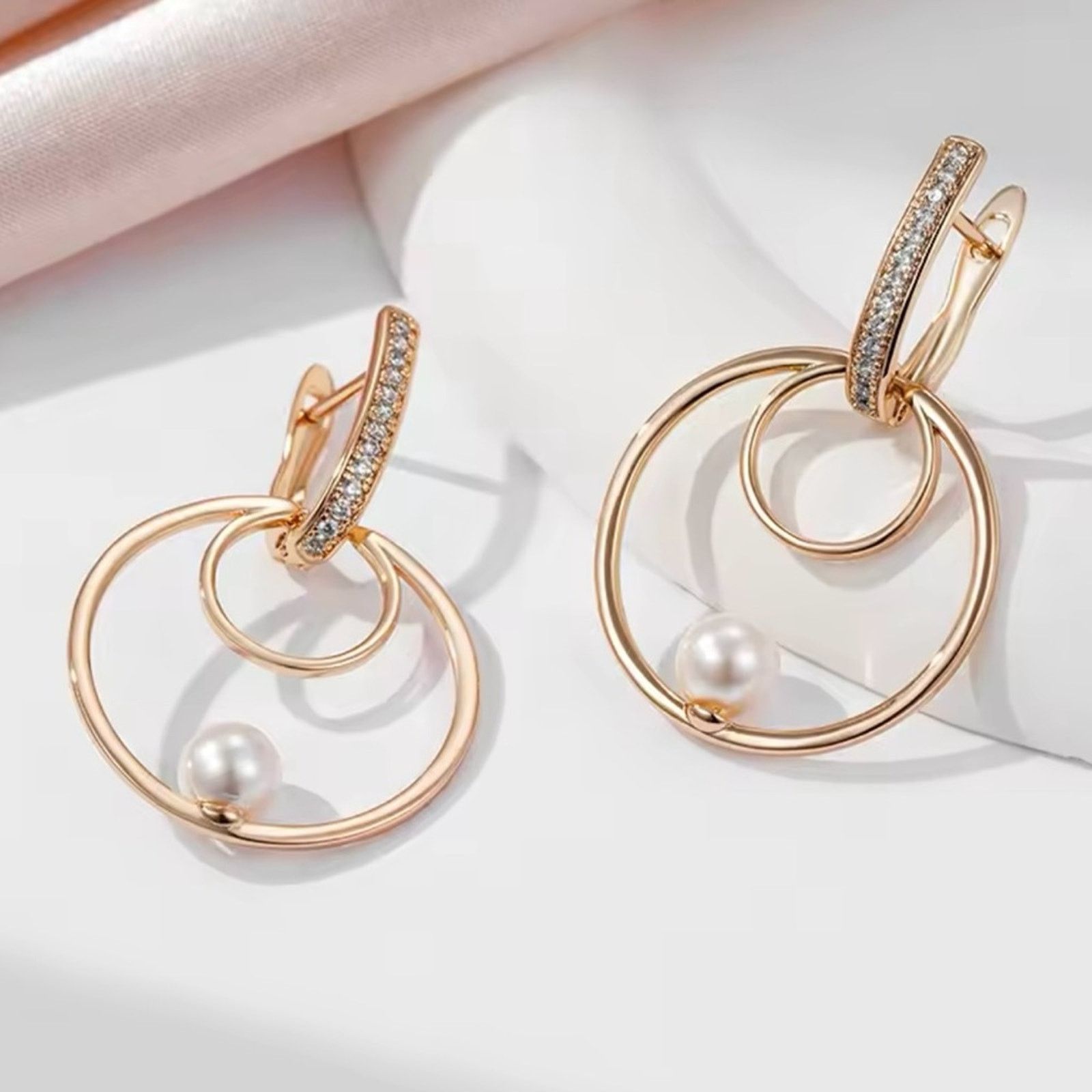 Other Pearl Round Natural Zircon Micro Wax Setting Earrings Women Size ONE SIZE - 3 Thumbnail