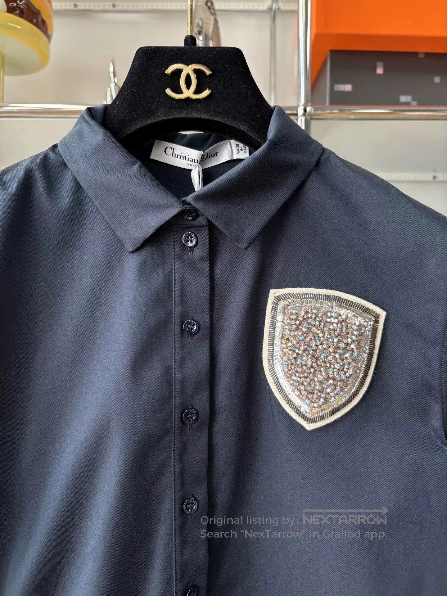 Dior christian dior navy embellished badge shirt dress. Size US S / EU 44-46 / 1 - 2 Thumbnail