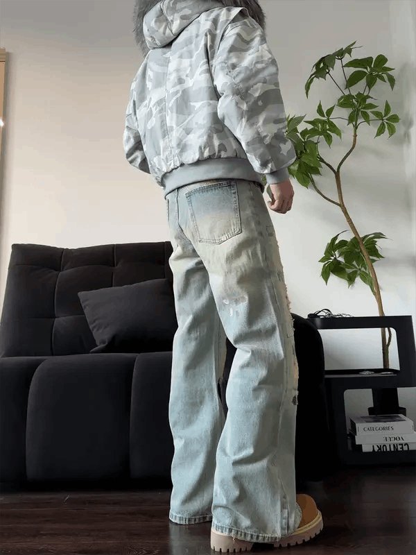 Jean Tsukiko x Asaka Blue Distressed Wide Leg Jeans Size US 32 / EU 48 - 8 Thumbnail