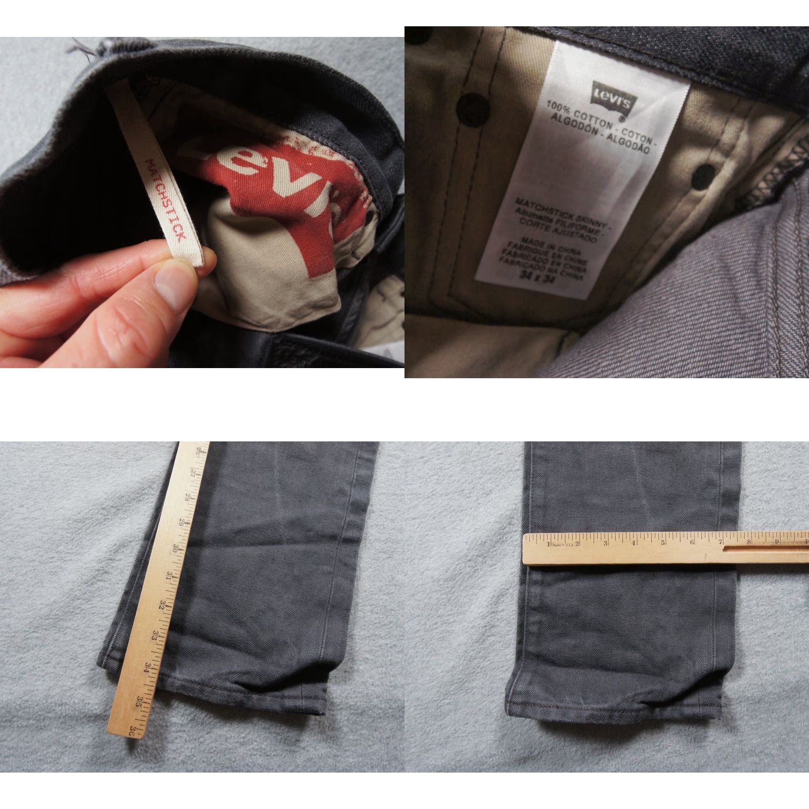 Levi's Levi's Jeans Mens 34x34 Slim Straight Cotton Denim Gray 5-Pocket Regular Rise 34in Inseam Slim Fit Casual Pants Mens Size US 34 / EU 50 - 8 Thumbnail