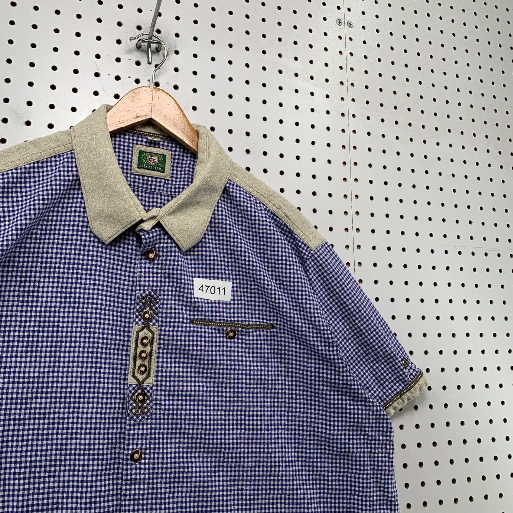 Vintage VINTAGE OS Trachten Button Shirt Mens 3XL Blue White Checkered German Bavarian Size US XXL / EU 58 / 5 - 6 Thumbnail