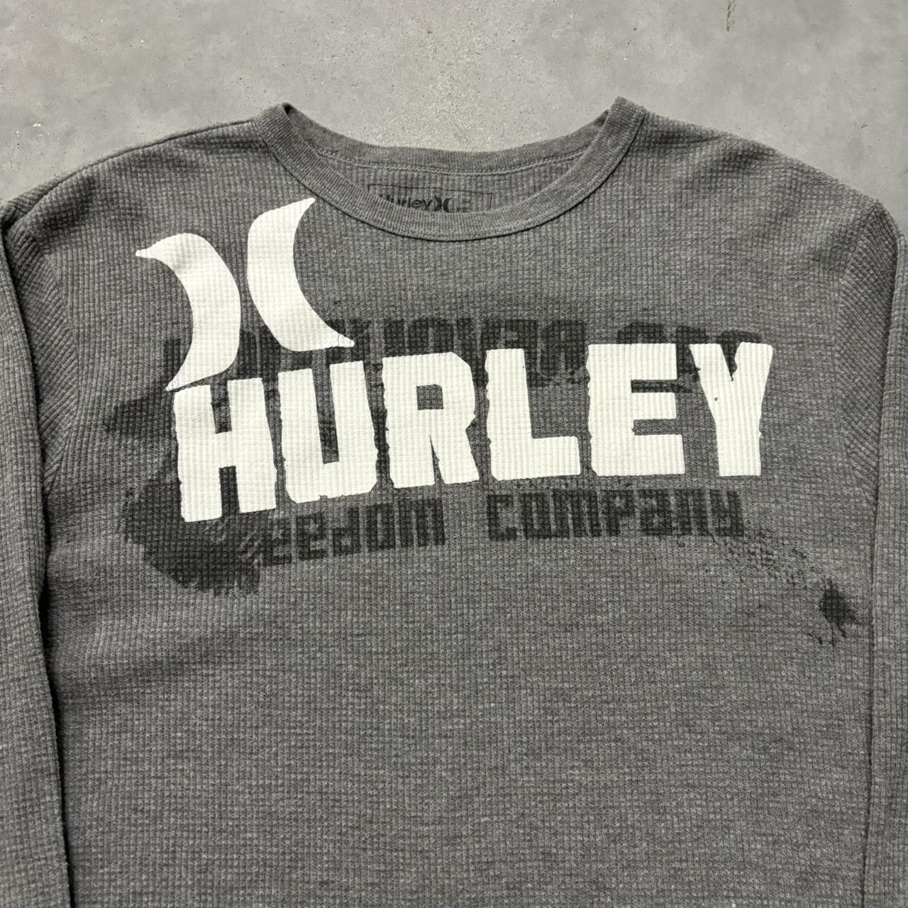 Hurley × Vintage Crazy Vintage Y2K/2000s Grunge Cyber Goth Grey Hurley Surf Skater Thermal! Size US L / EU 52-54 / 3 - 2 Thumbnail