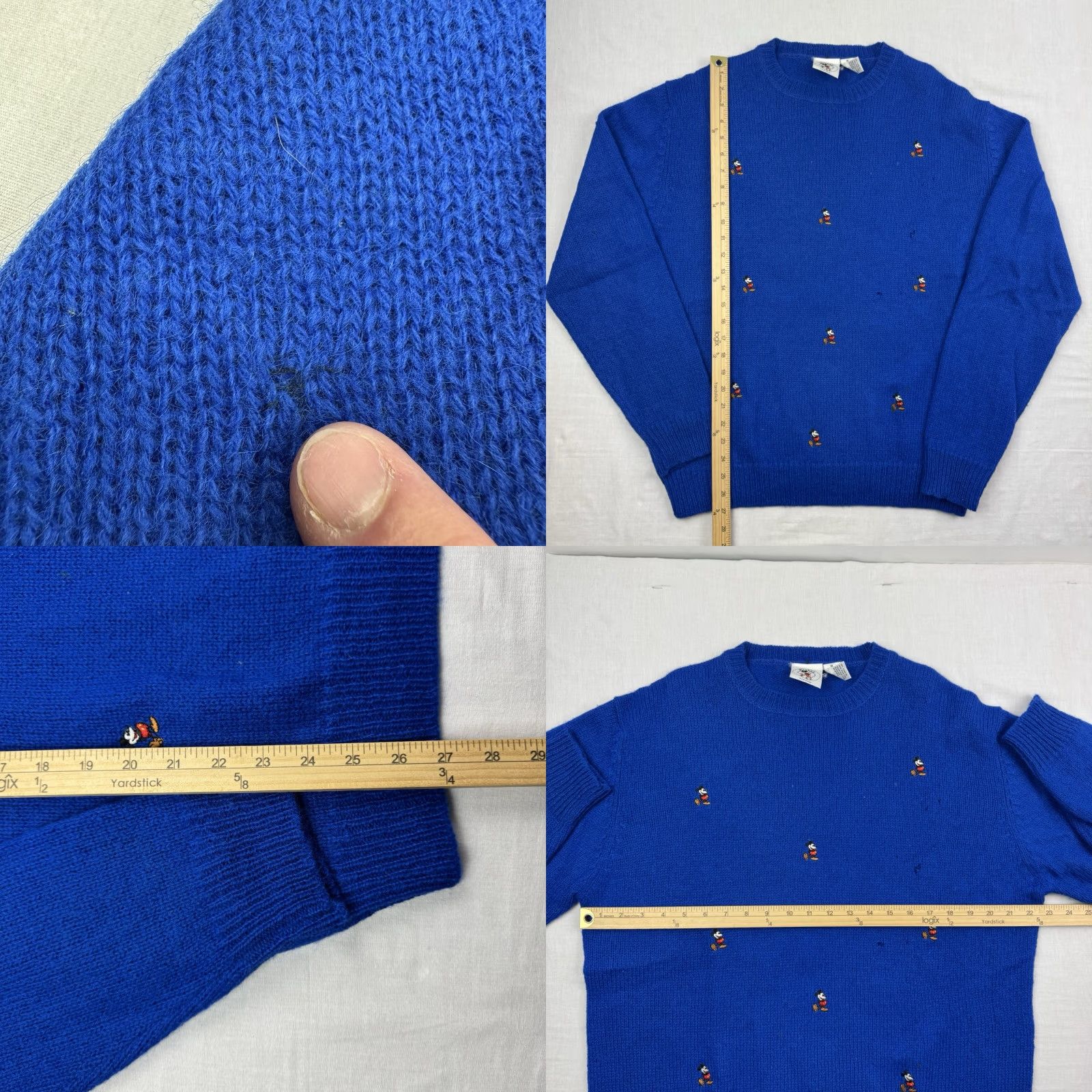 Disney VINTAGE Mickey Mouse Sweater Men XL Blue Embroidered Wool 90s Disney World Crew Neck Pullover Size US XL / EU 56 / 4 - 8 Thumbnail
