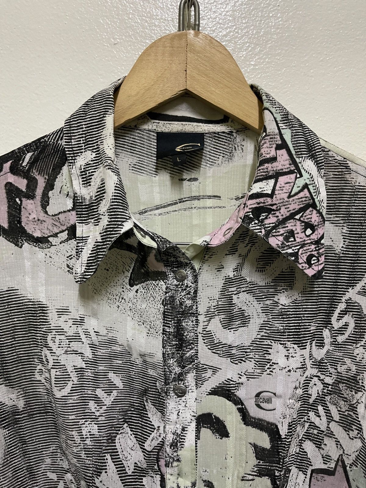 Just Cavalli × Vintage Just Cavalli Full Printed Gravity Shirt Long Sleeve Size L / US 10 / IT 46 - 4 Thumbnail