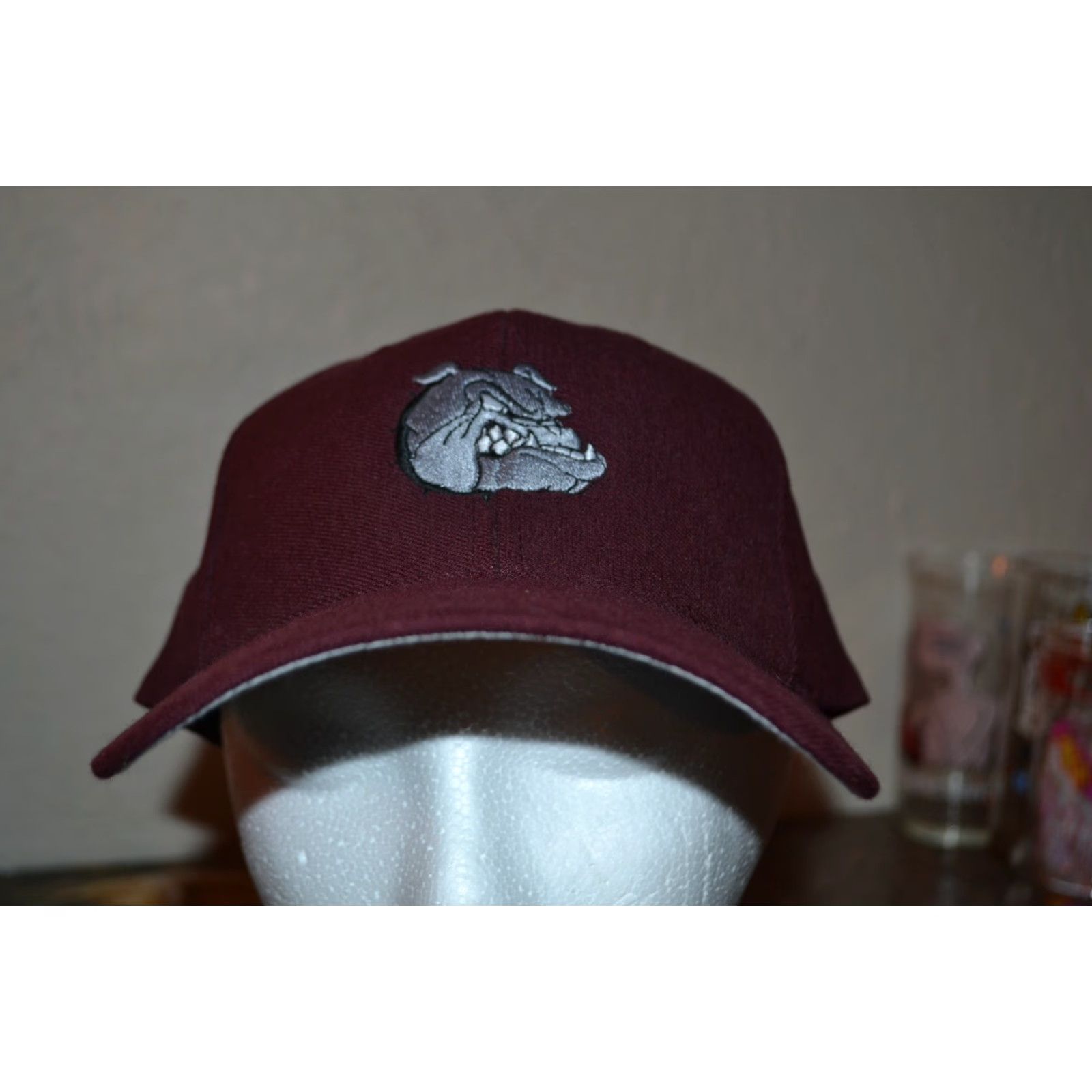 Vintage Richardson Maroon Baseball Cap Hat Flexfit M Men Bulldogs & Morenci & Rossford OH/MI Nice Size ONE SIZE - 2 Thumbnail