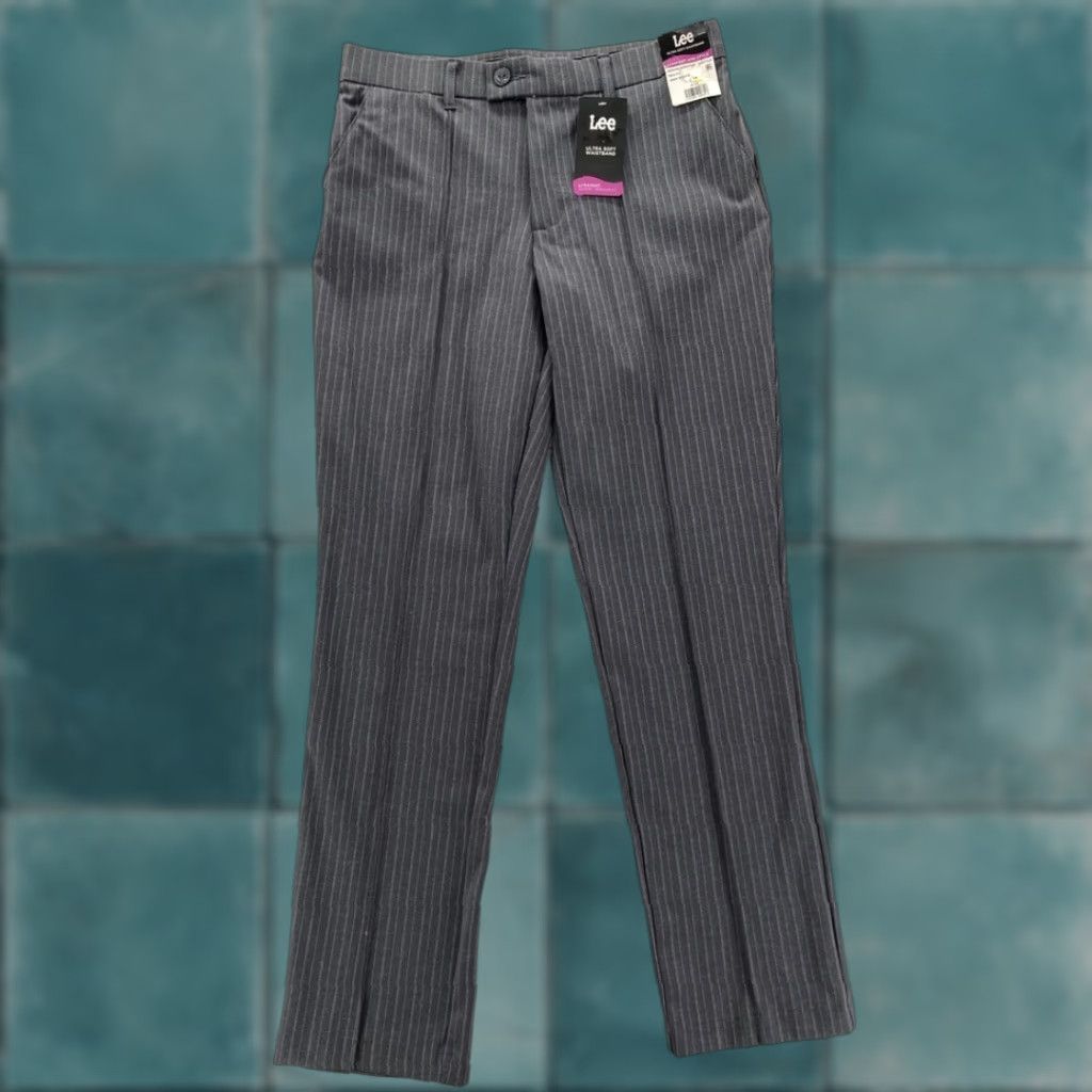 Lee Lee Pants Women's 8 Regular Fit Straight Gray Striped Stretch Mid Rise NWT Size 30" / US 8 / IT 44 - 1 Thumbnail