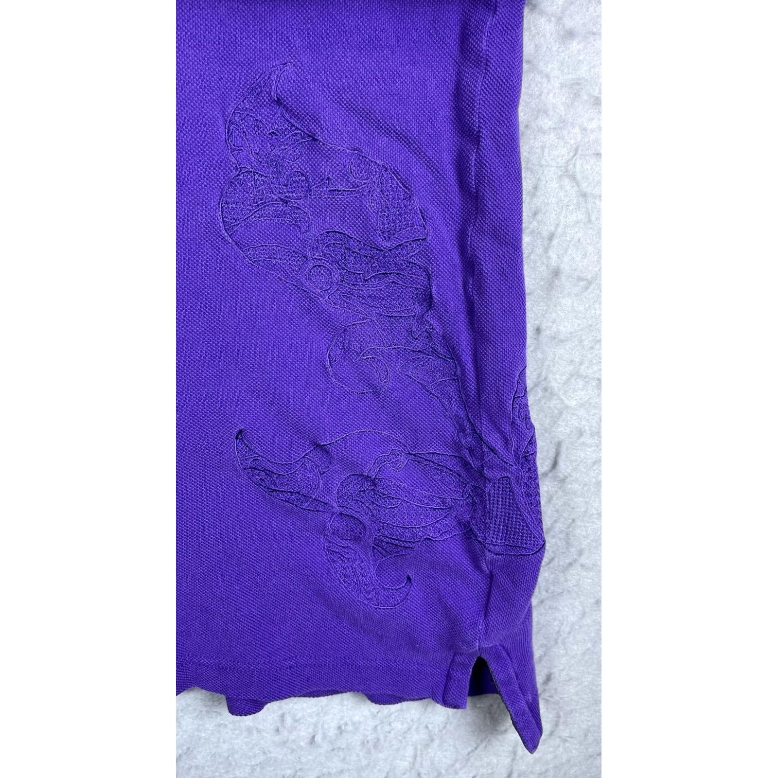 Robert Graham Robert Graham Polo Shirt Mens 3XL Purple Solid Embroidered Short Sleeve Casual Size US XXL / EU 58 / 5 - 2 Thumbnail