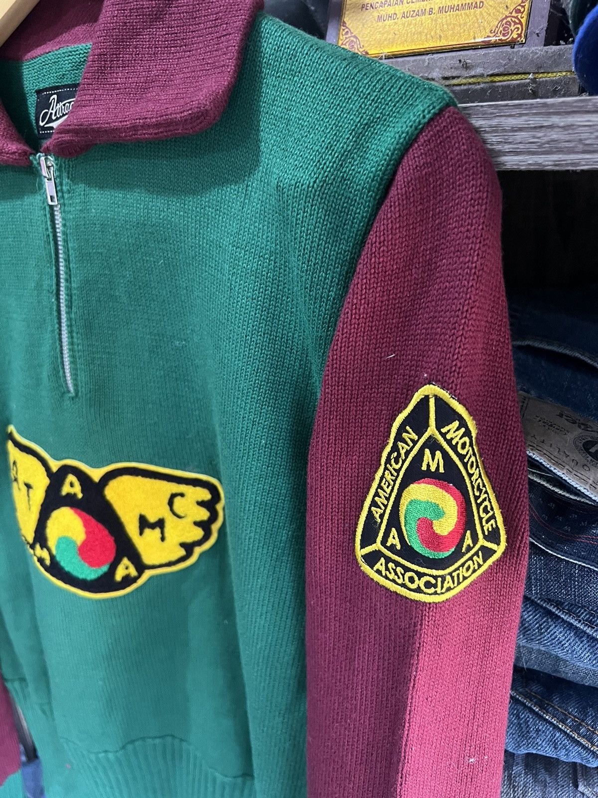 Japanese Brand 🔥Attraction American Motorcycle Association Knit Sweater Size US S / EU 44-46 / 1 - 7 Thumbnail