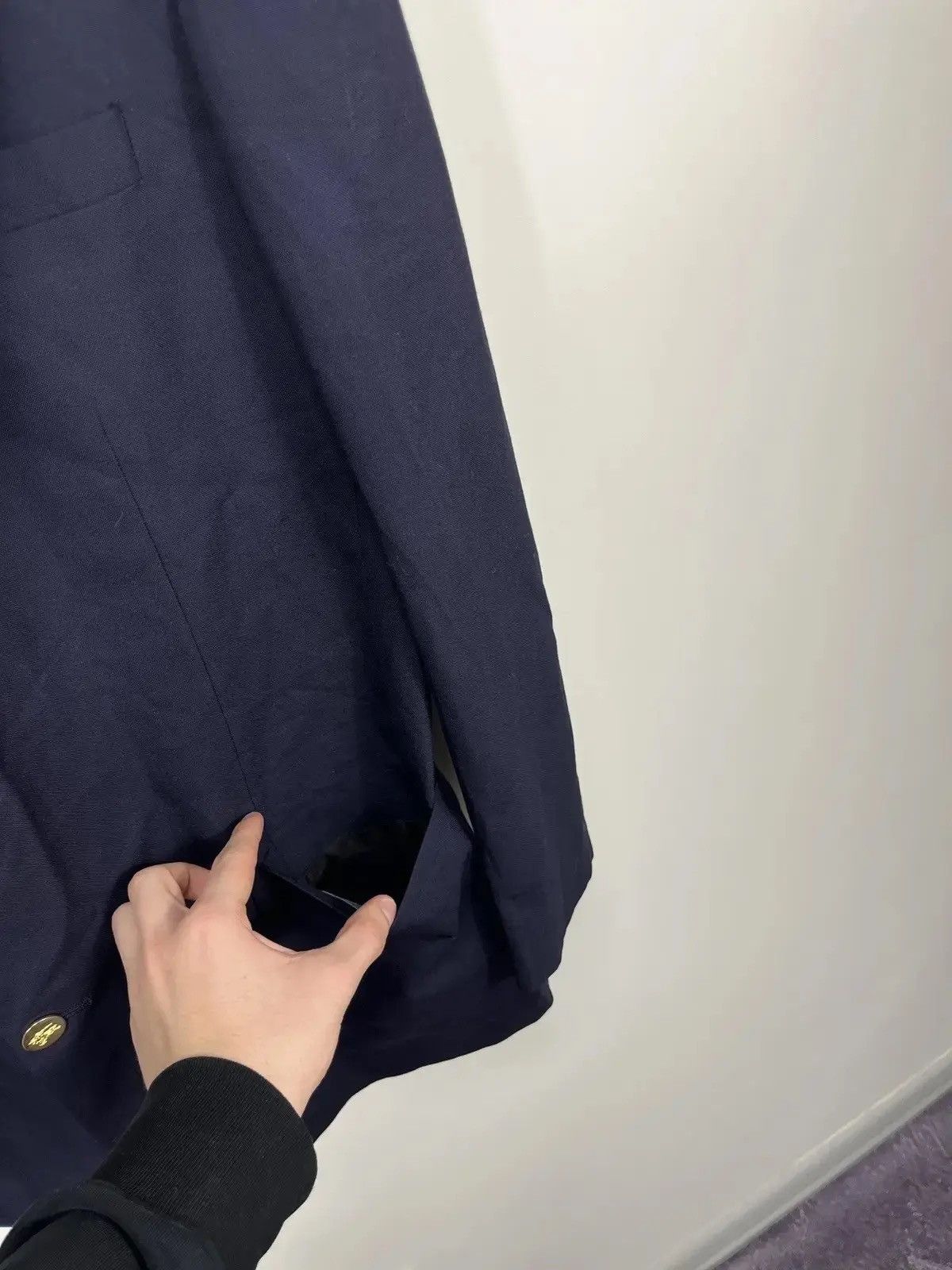 Burberry Vintage Burberry Gold Buttons Navy Luxury Wool Blazer Size 48R - 4 Thumbnail