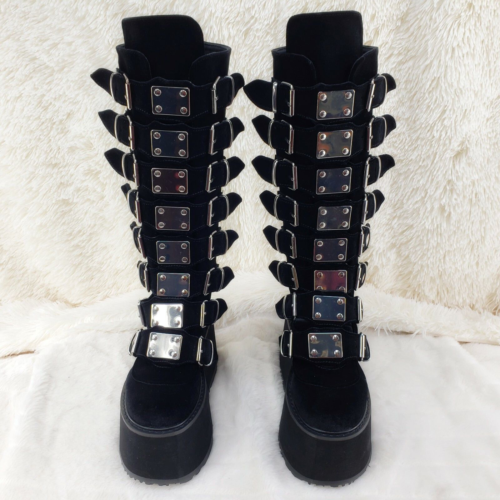 Other DEMONIA Damned 318 Multi Strap Goth Punk Rock Platform Boot Size US 7 / IT 37 - 6 Thumbnail