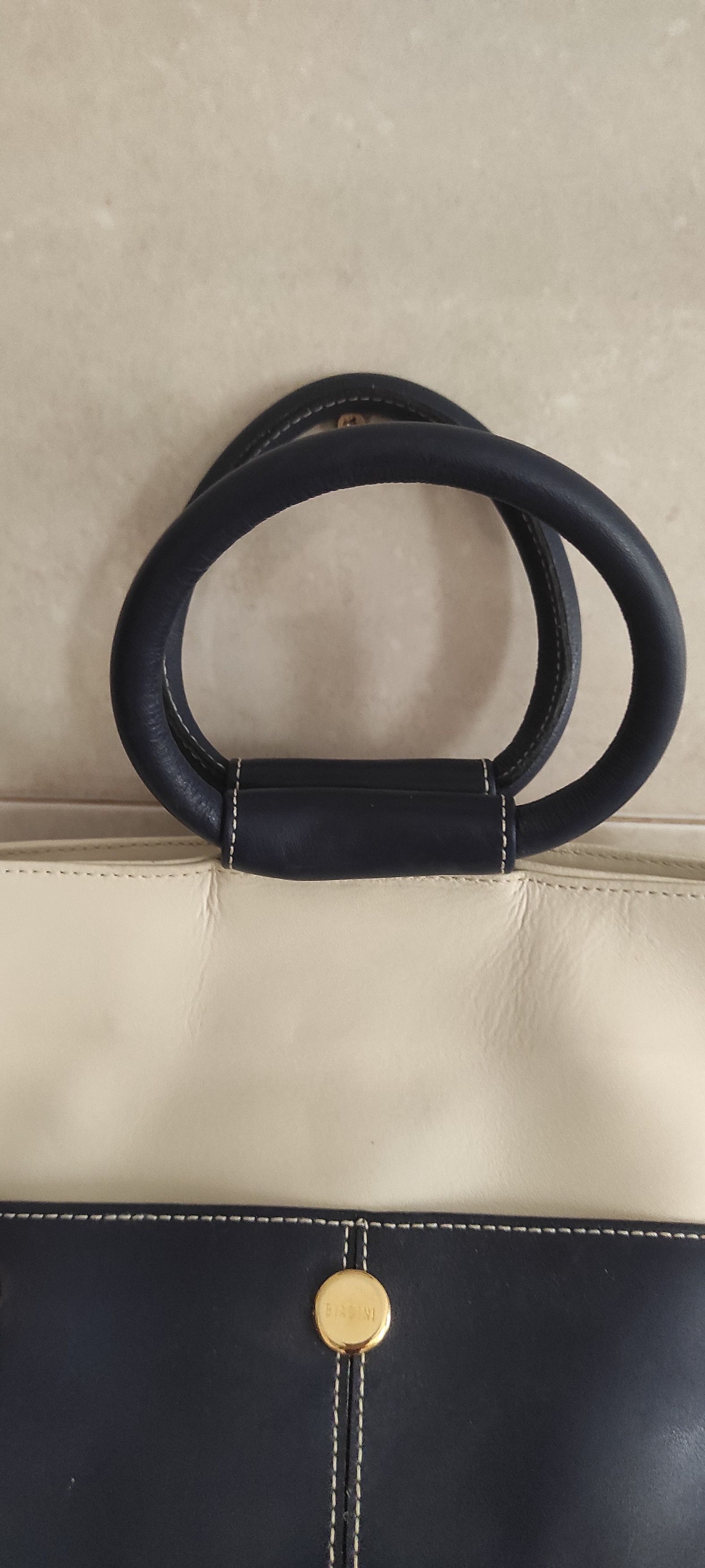 Other Silvano Biagini Italy leather Cream Blue Tote Bag Handbag Size ONE SIZE - 11 Thumbnail