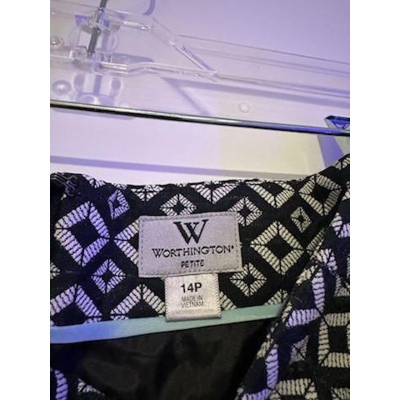 Worthington Worthington Women Pencil Skirt Diamond Pattern Slit Black Size 36" / US 14 / IT 50 - 5 Thumbnail
