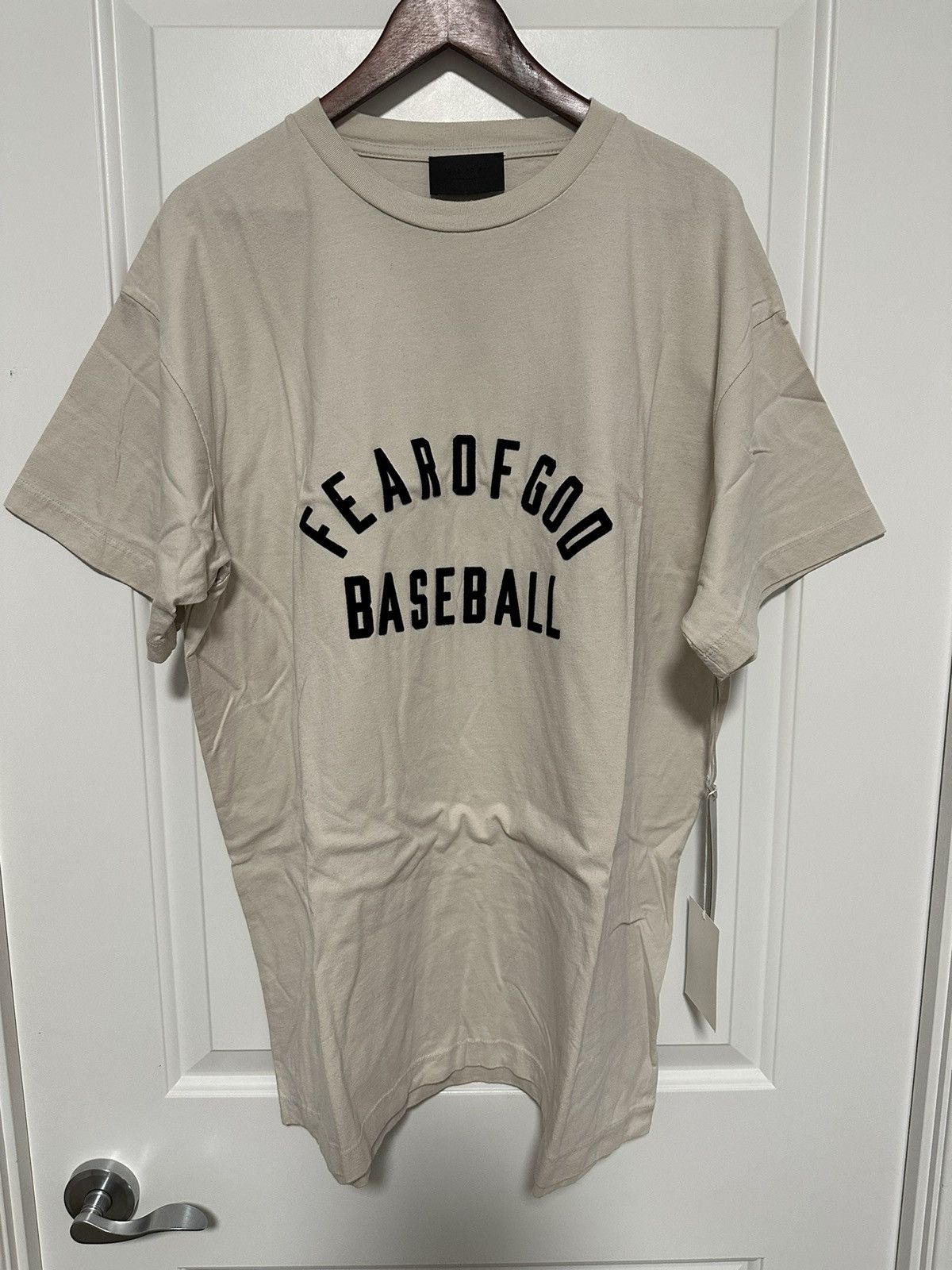 image of Size XL Fear Of God Seventh Collection Baseball Shirt in Sand, Men's
