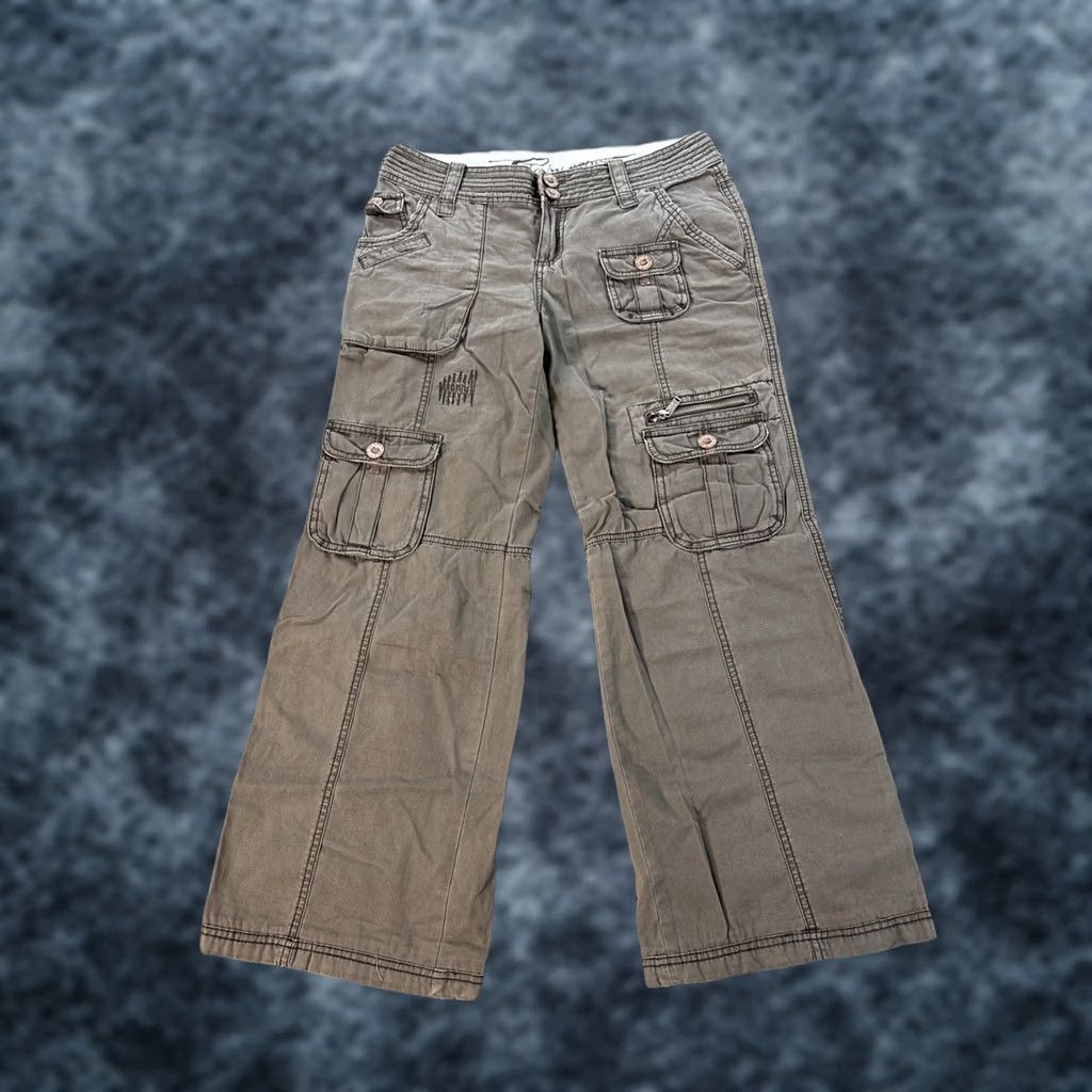 Esprit VINTAGE Esprit Cargo Pants Women 30x28 Brown Baggy Boot Low Rise Grunge Distressed Canvas 30 Inseam 28 in Regular Size 30 Mens Womens Girls Size 30" / US 8 / IT 44 - 1 Thumbnail