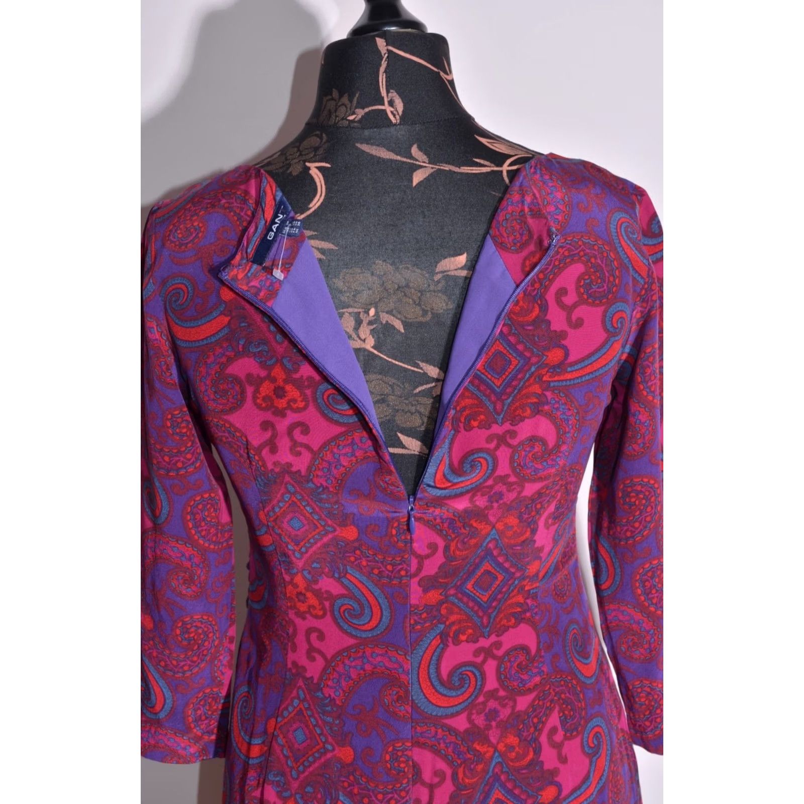 Gant GANT Women's Long Sleeve Lined SILK Dress UK10 / US6 Dress, Multicoloured, Knee Length, A-Line, Zipper, Silk, 10, Regular, Women, vintage: No Size L / US 10 / IT 46 - 4 Thumbnail