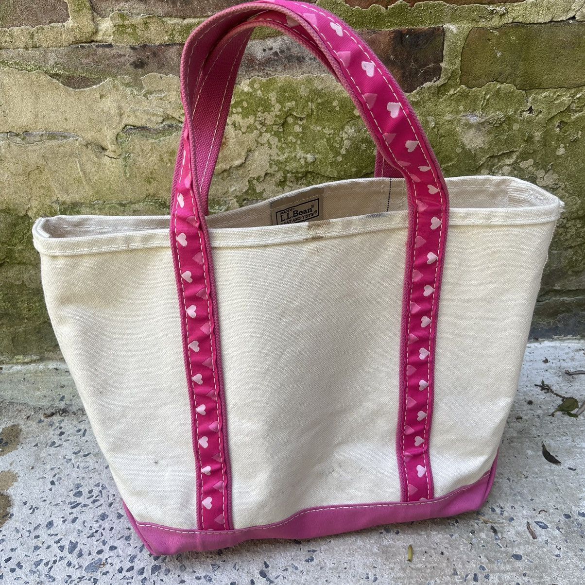 L.L. Bean Vintage L.L.Bean 90s Boat Tote Bag Pink Heart Handles Size ONE SIZE - 1 Thumbnail