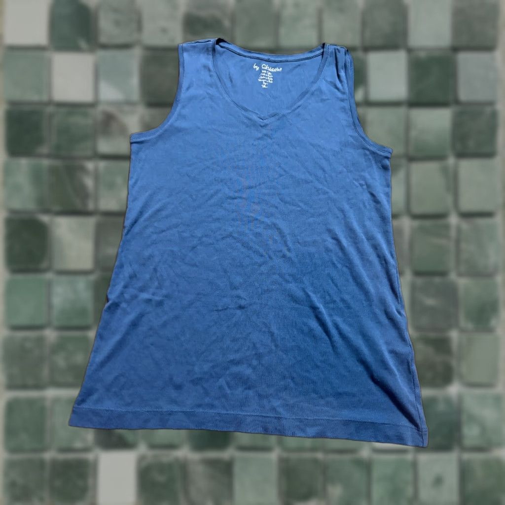 Vintage Chicos Tank Top Womens Size 1 Sleeveless Blue 100% Cotton Shirt Size XS / US 0-2 / IT 36-38 - 1 Thumbnail