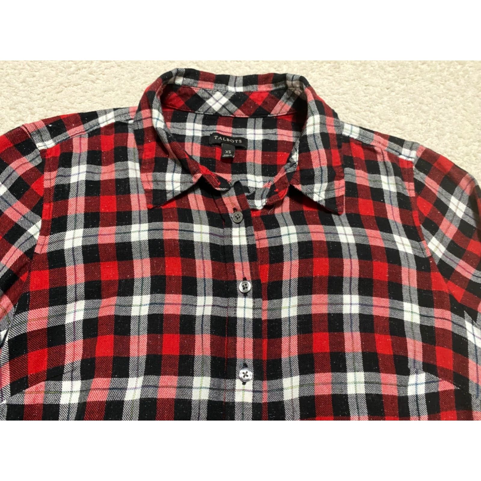 Talbots Talbots Shirt Womens XS Multicolor Plaid Long Sleeve Button-Down Cotton Rayon Blouse Casual Size XS / US 0-2 / IT 36-38 - 2 Thumbnail