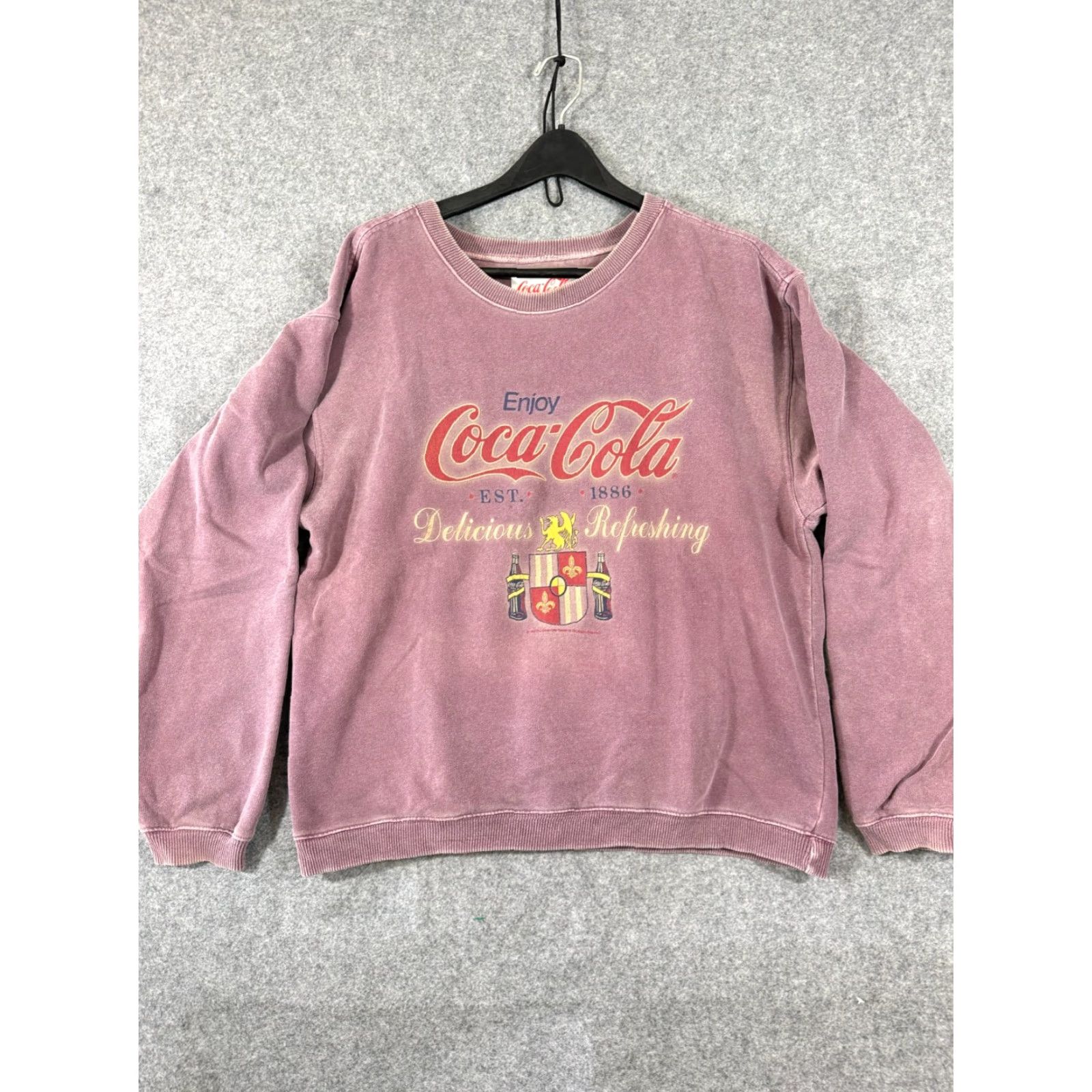 Vintage VINTAGE Coca-Cola Sweatshirt Mens S Mauve Pink Graphic Crew Neck Long Sleeve Size US S / EU 44-46 / 1 - 3 Thumbnail
