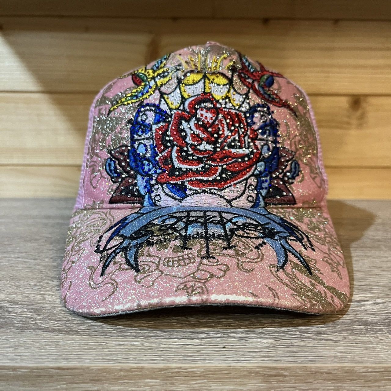 image of Christian Audigier x Ed Hardy Vintage Y2K Ed Hardy Rose Trucker Hat Pink, Men's