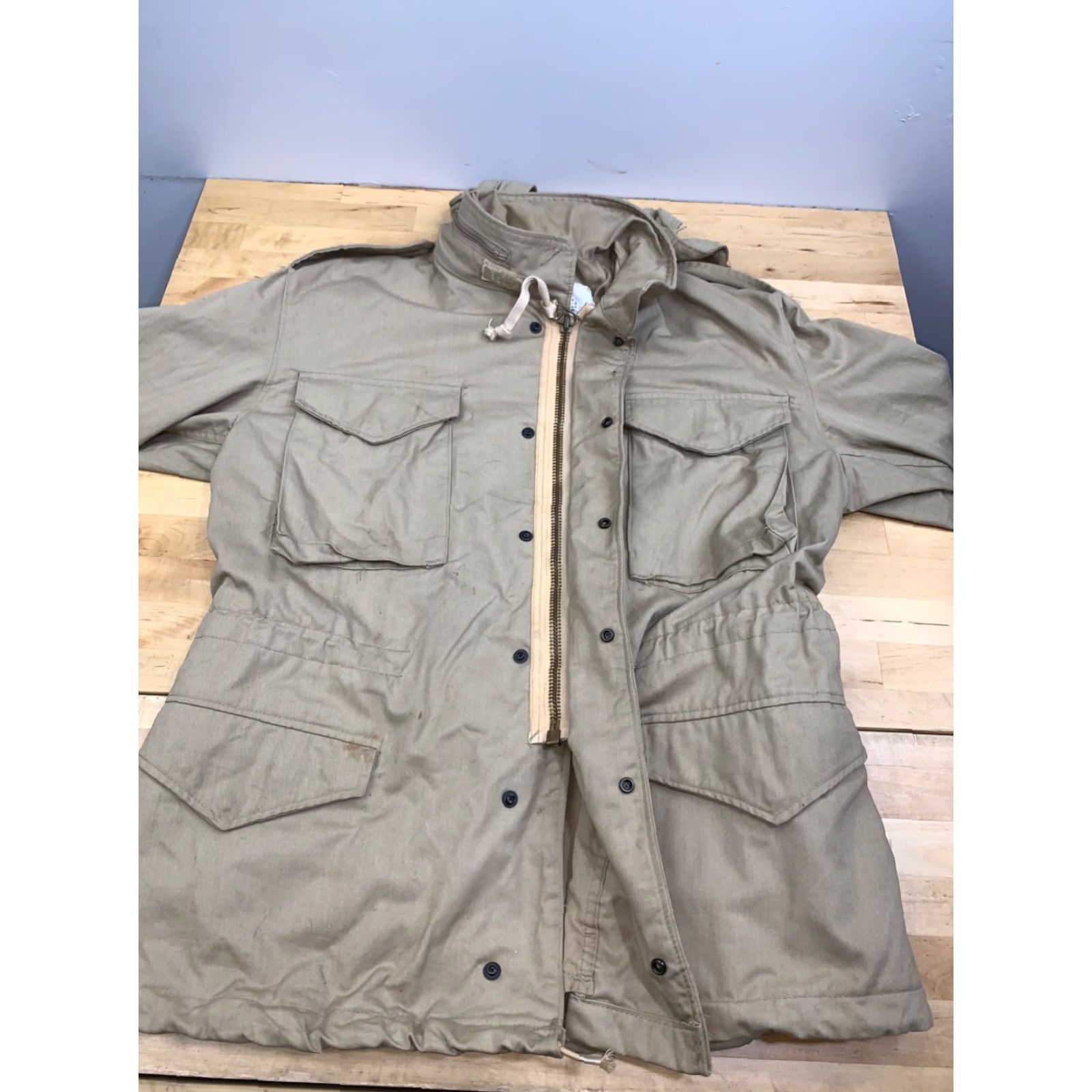 Vintage Winfield International Ltd Coat Mens M Beige Winter Handheld Hooded Pockets Military Jacket Canvas 12415 Regular Reg? Size US M / EU 48-50 / 2 - 4 Thumbnail