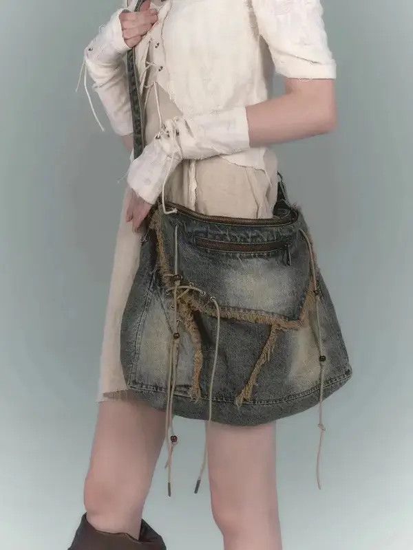 VIBE Jeans Casual Totes Shoulder Bags y2k unisex women Size ONE SIZE - 6 Thumbnail