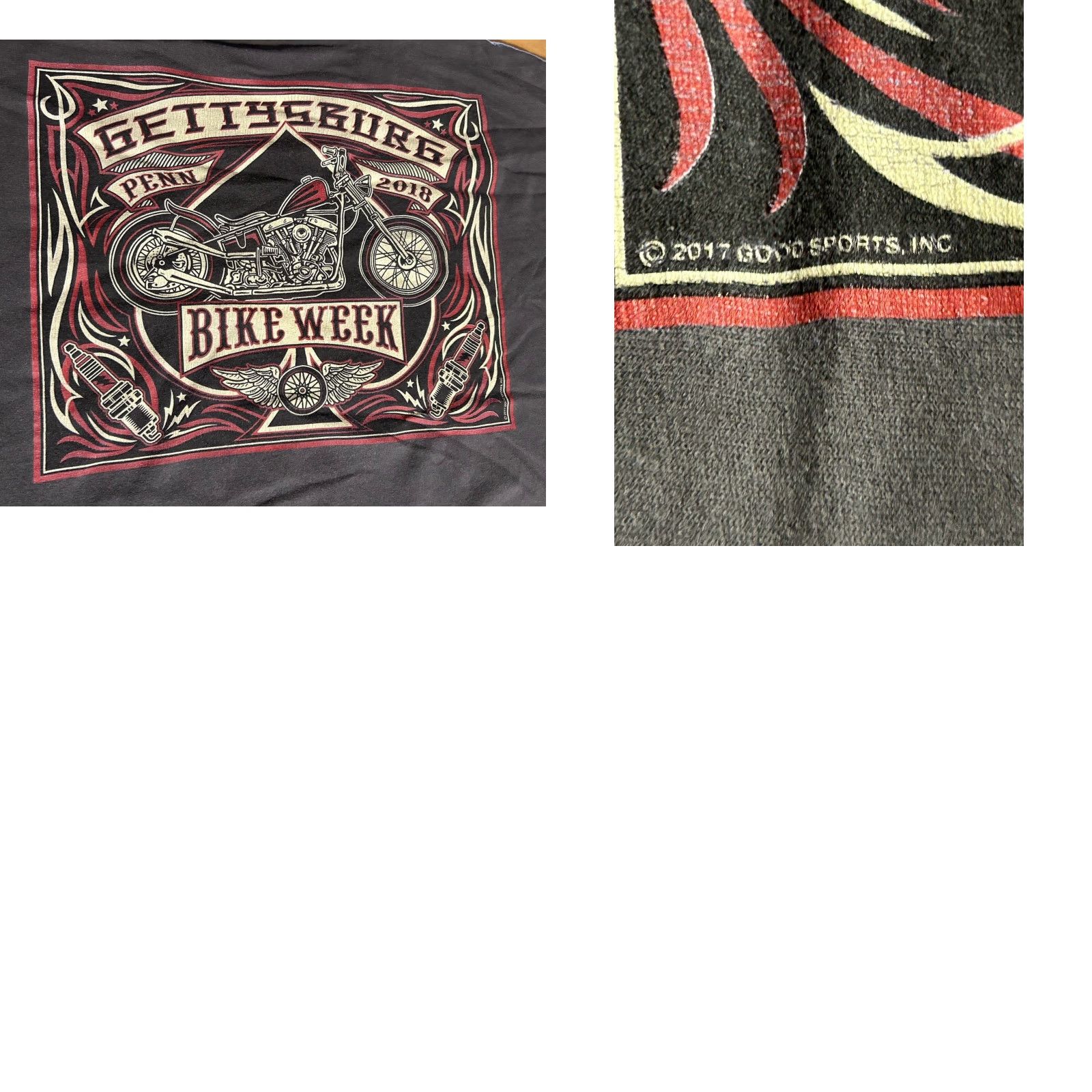 Doublet Gettysburg 17th Bike Week 2018 Shirt Men 2XL Gray Short Sleeve Double Sided Biker Motorcycle Atom Graphic Print Hot Leathers Size US XXL / EU 58 / 5 - 11 Thumbnail