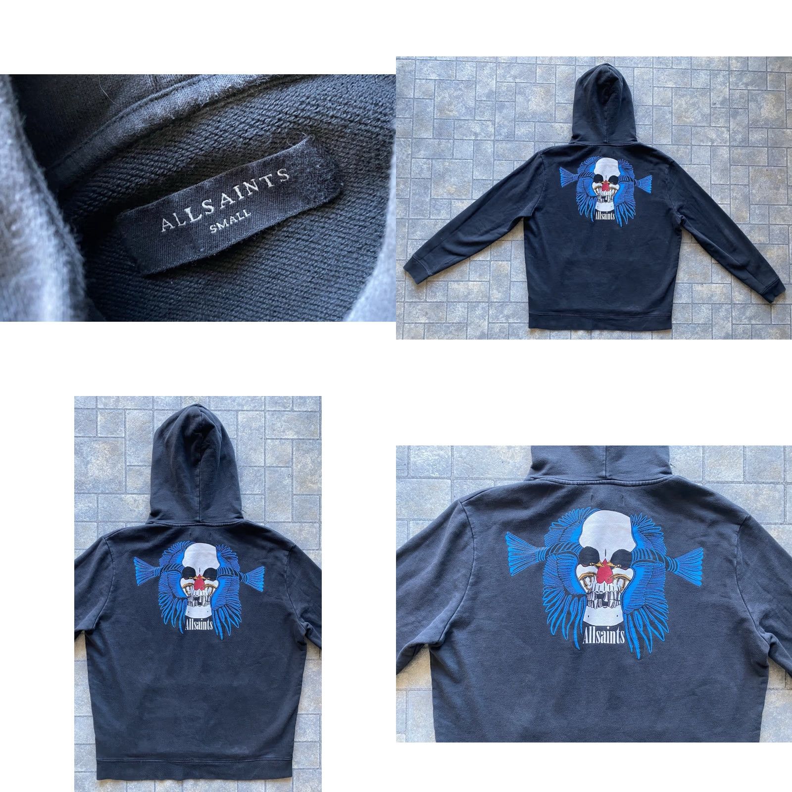 Allsaints AllSaints Hoodie Skull Pullover Black Men Size S Adult Small Hooded Shirt? Size US S / EU 44-46 / 1 - 9 Thumbnail