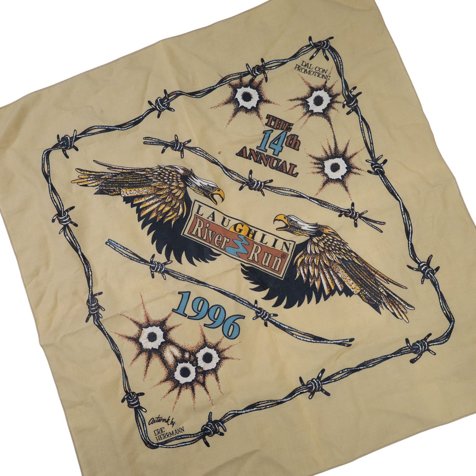 Vintage VTG 1996 Laughlin River Run Motorcycle Rally Graphic Bandana Size ONE SIZE - 2 Thumbnail