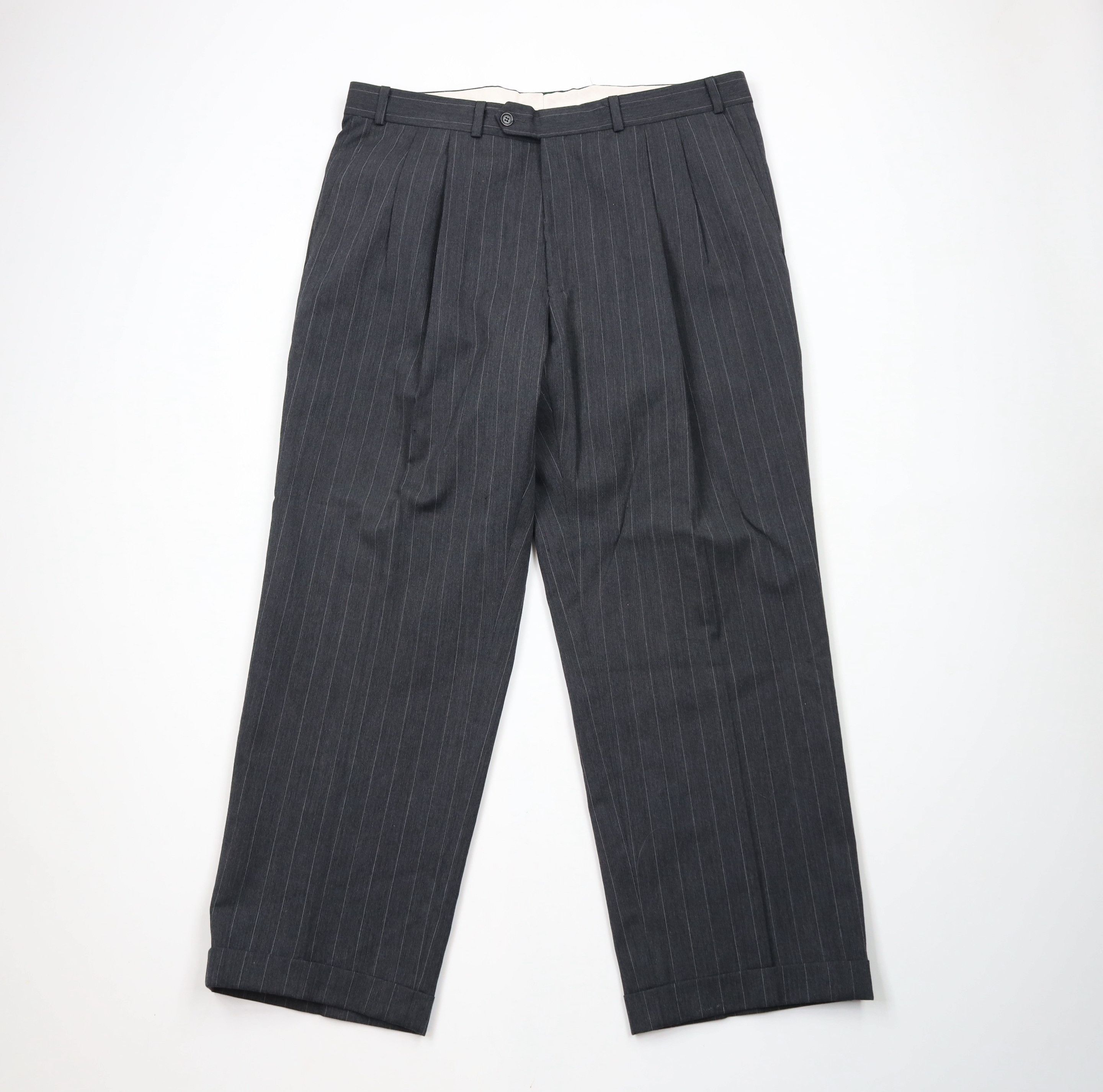 Vintage Vintage 90s Streetwear 2 Piece Striped Wool Suit Wedding Size 44R - 10 Thumbnail