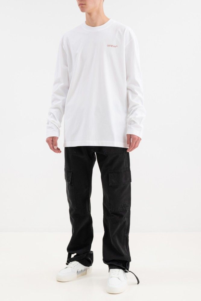 Off-White o1gr1nt0325 Scratch Tab Skate L/S T-Shirt in White Size US L / EU 52-54 / 3 - 4 Thumbnail