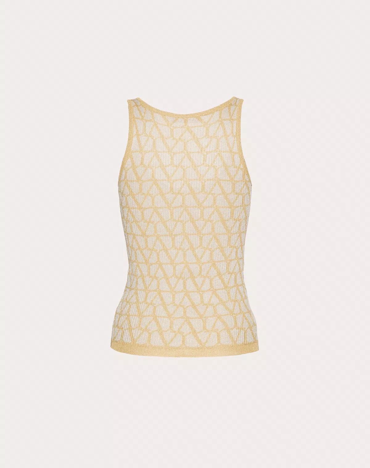 Valentino o1s1wg110426 Lurex And Toile Iconographe Jacquard Top Yellow Size XS / US 0-2 / IT 36-38 - 3 Thumbnail