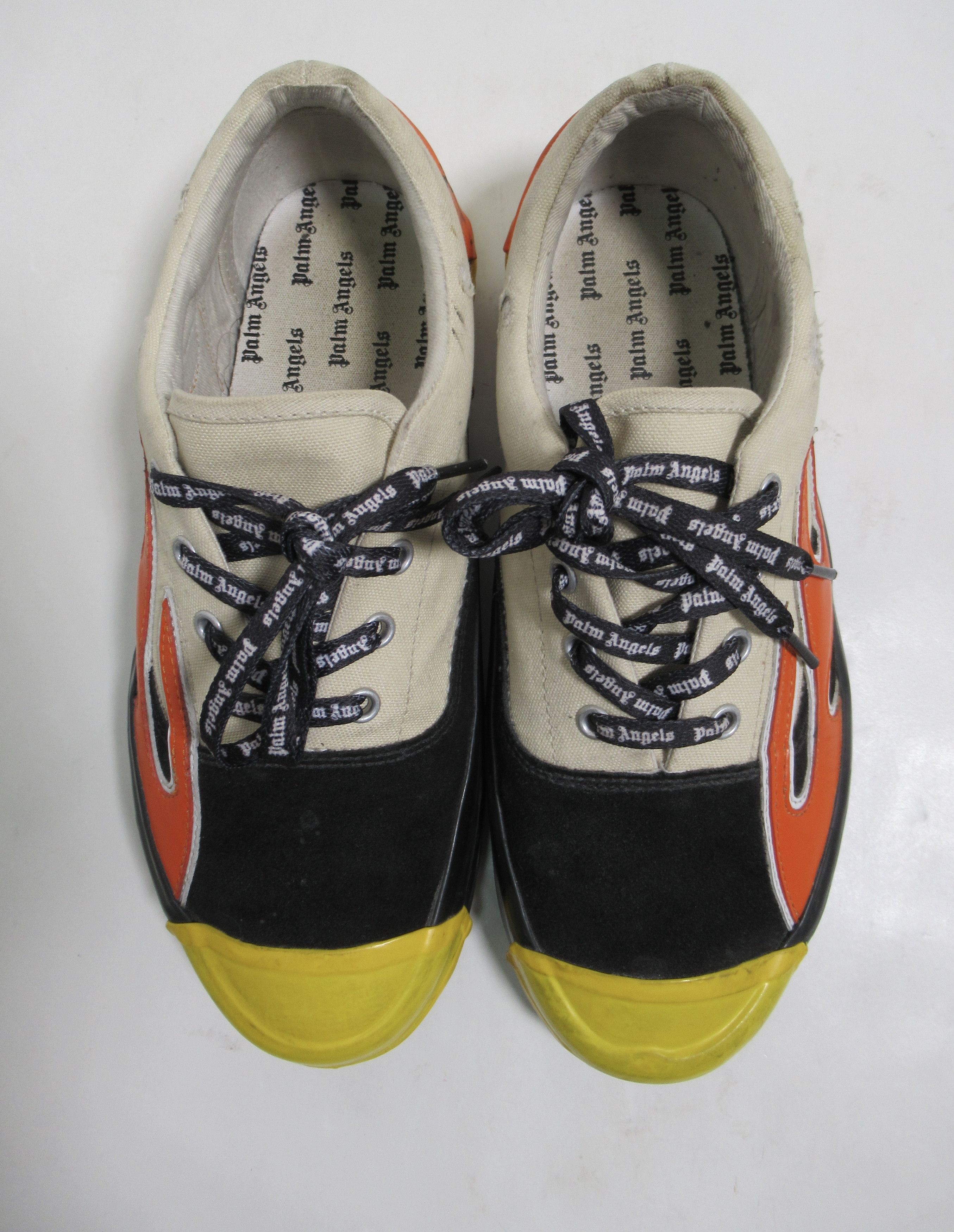 Palm Angels Palm Angels Men's Canvas Flame Sneakers Beige Black Orange Size US 8 / EU 41 - 12 Thumbnail