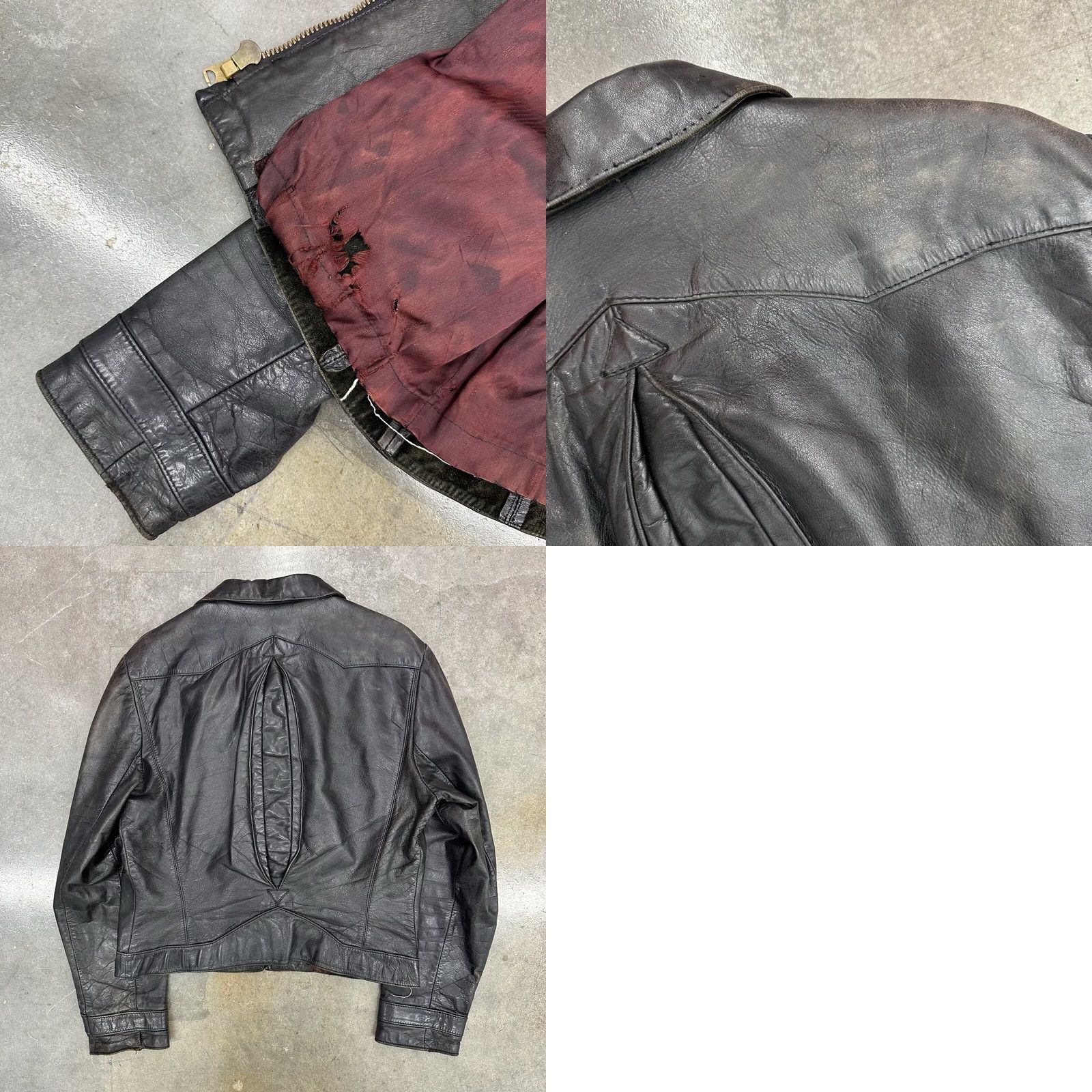 Vintage VINTAGE Leather Jacket Men Large 70s Woolly Mammoth Handmade Black Zip Biker Punk 80s 70s Size US L / EU 52-54 / 3 - 8 Thumbnail