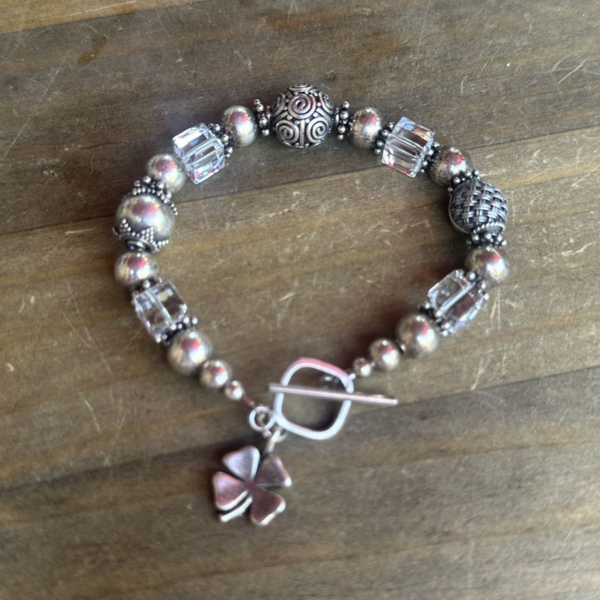 Other 925 silver bead and crystal cubes toggle bracelet Size ONE SIZE - 6 Thumbnail