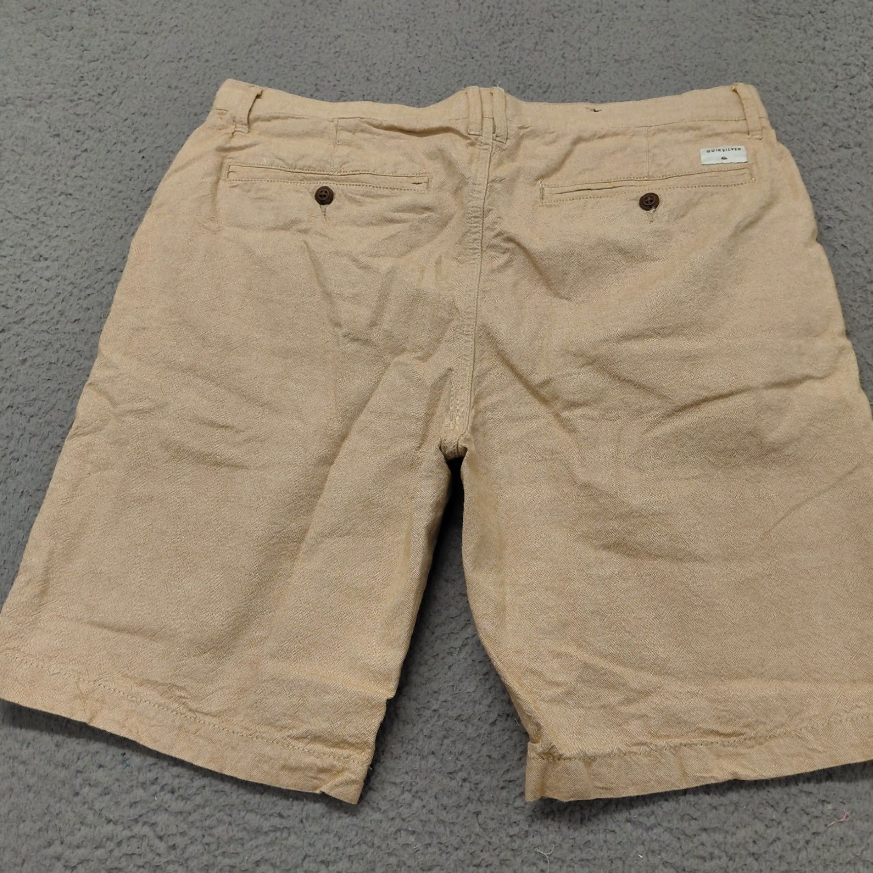 Quiksilver Quiksilver Chino Shorts Men 36x9" Flat Front Straight Fit Tan Cotton Surfer Logo Beach Logo Semantically Size US 36 / EU 52 - 2 Thumbnail