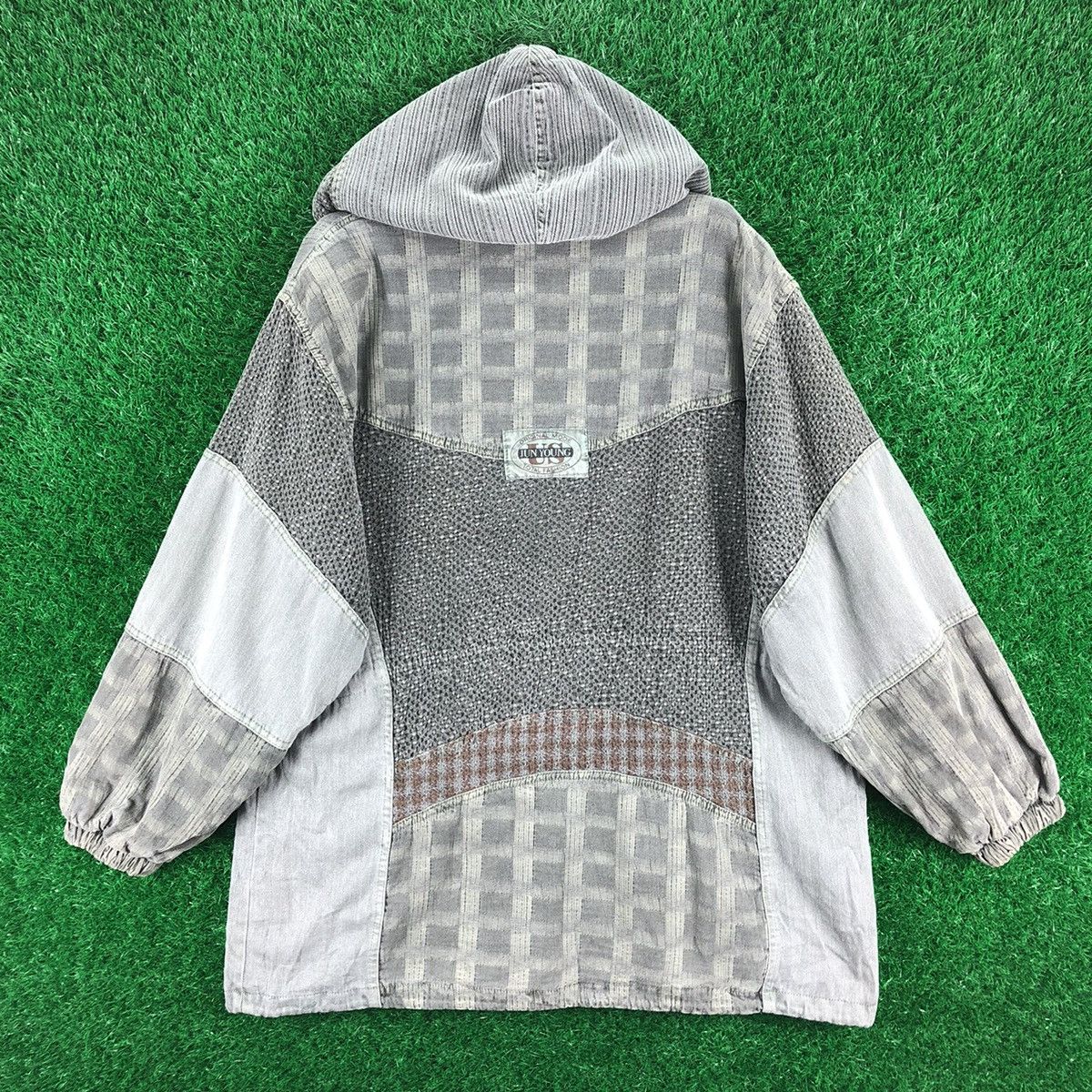 Japanese Brand Vintage 90's Multi Fabric Jacket Hoodie by Jun Young Size US XL / EU 56 / 4 - 4 Thumbnail
