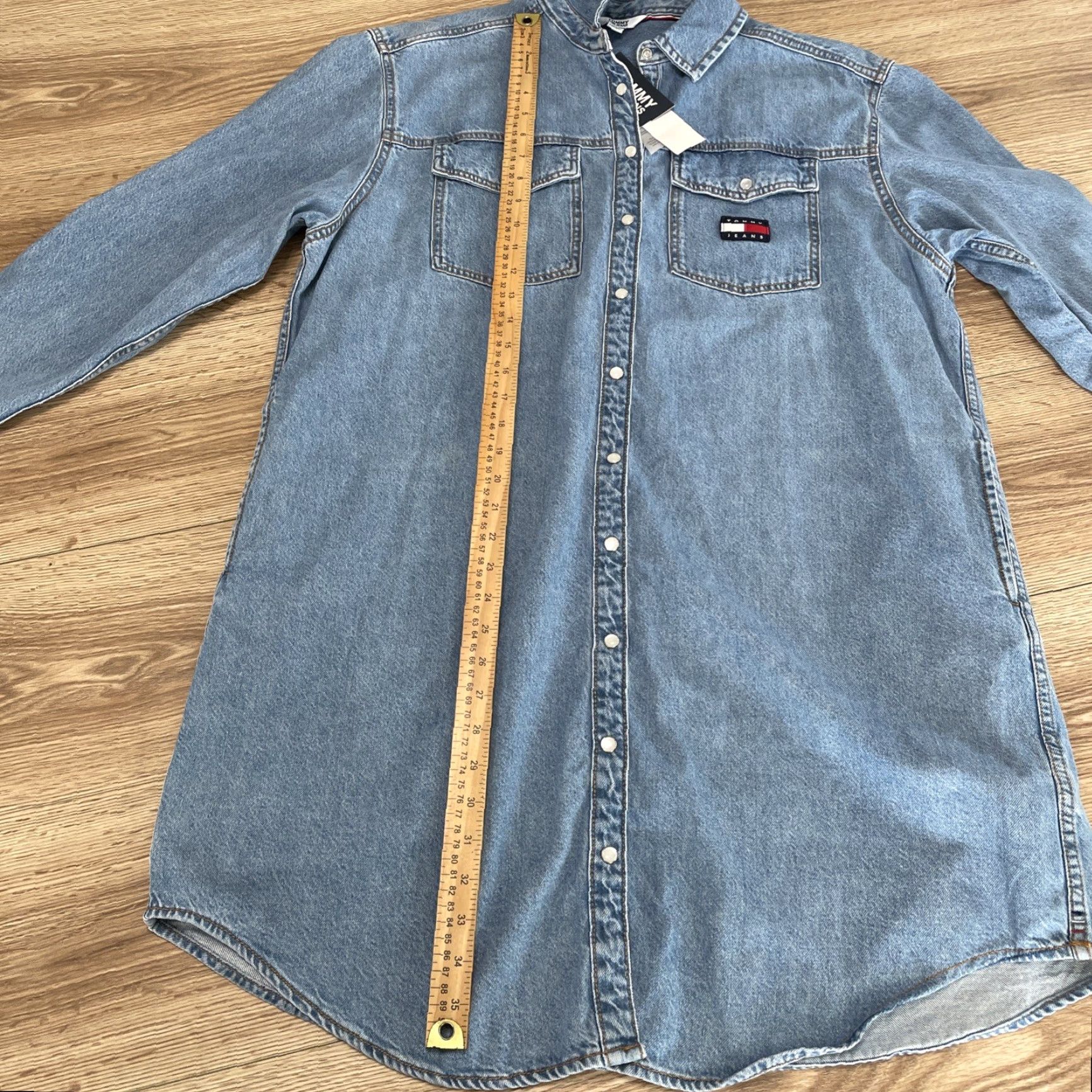 Tommy Hilfiger TOMMY HILFIGER Long Sleeve Denim Dress with Sport Logo - Women's Casual Size L - Blue Denim Size L / US 10 / IT 46 - 7 Thumbnail