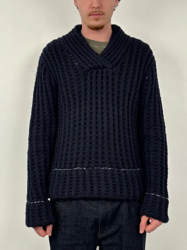 Maison Margiela FW2012 Maison Margiela x H&M Wool Navy Cable Knit Sweater Size US L / EU 52-54 / 3 - 2 Thumbnail
