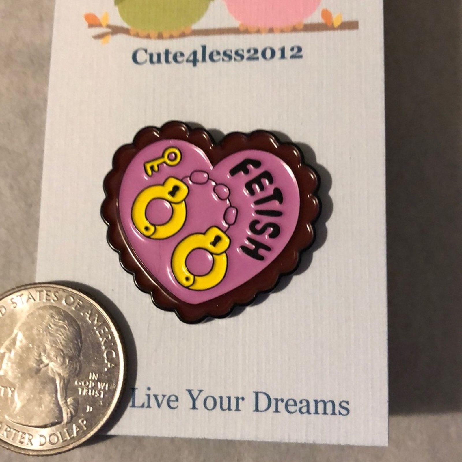 Other Heart Handcuffs Fetish Pin Brooch Valentine’s Size ONE SIZE - 1 Thumbnail