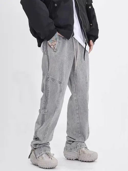 VIBE Distressed washed side zip micro-flare jeans Size US 32 / EU 48 - 7 Thumbnail