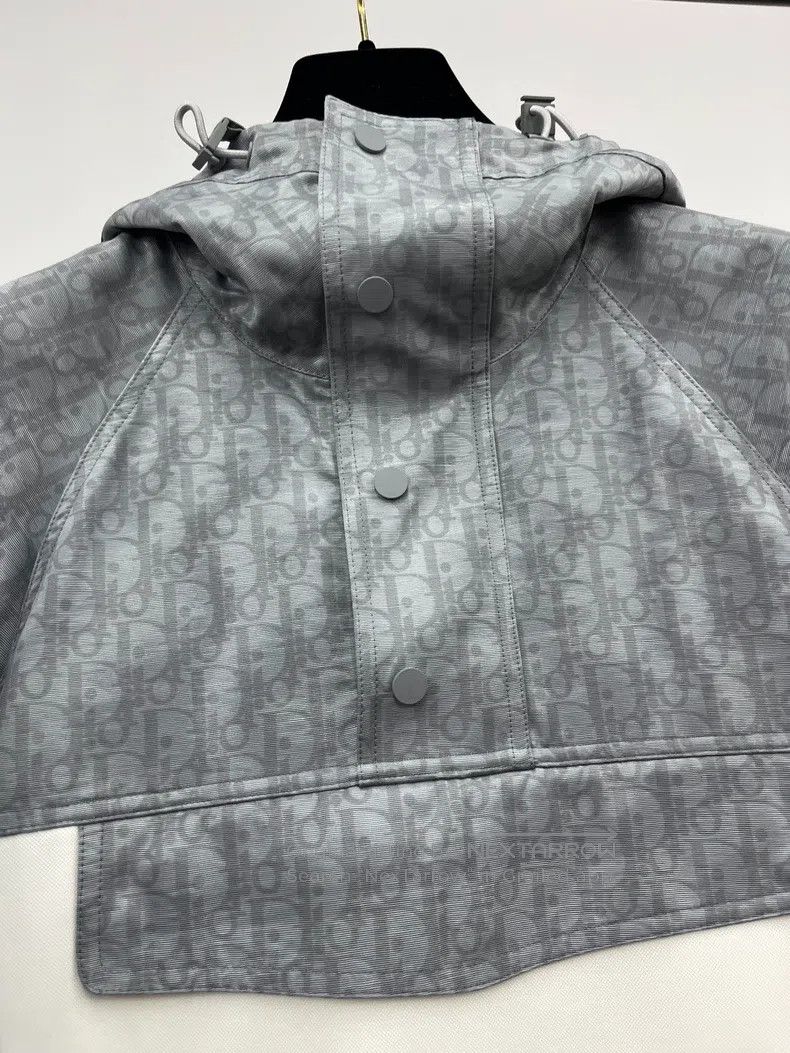 Dior Dior Grey old flower stitching hooded windbreaker jacket Size US M / EU 48-50 / 2 - 2 Thumbnail