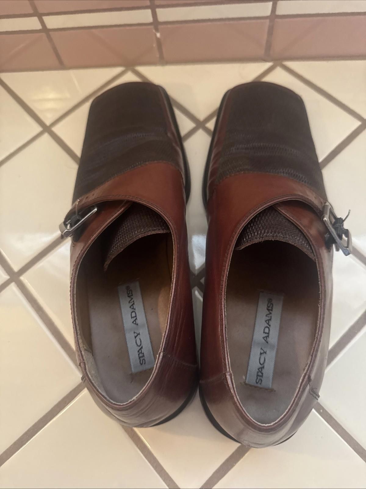 Stacy Adams Stacy Adams Men's 9M Brown Leather Dress Shoes Square Toe Size US 9 / EU 42 - 4 Thumbnail