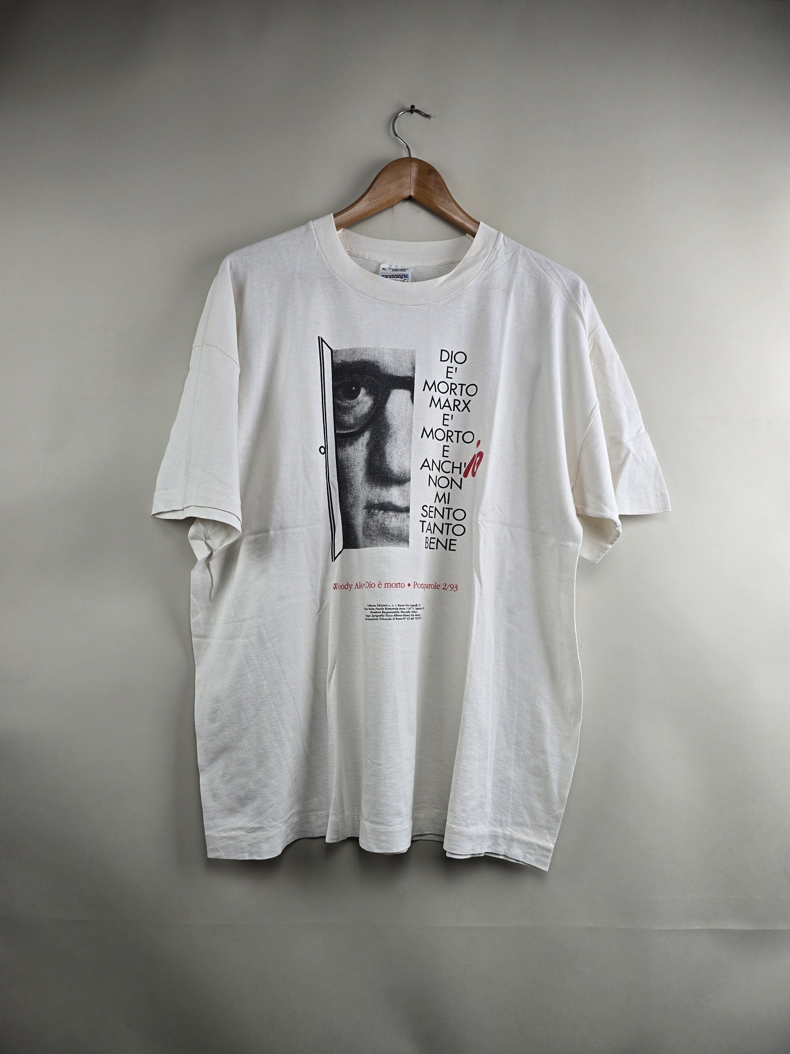 Vintage 90s Woody Allen Movie Tee XL 23.5" 28" Size US XL / EU 56 / 4 - 8 Thumbnail