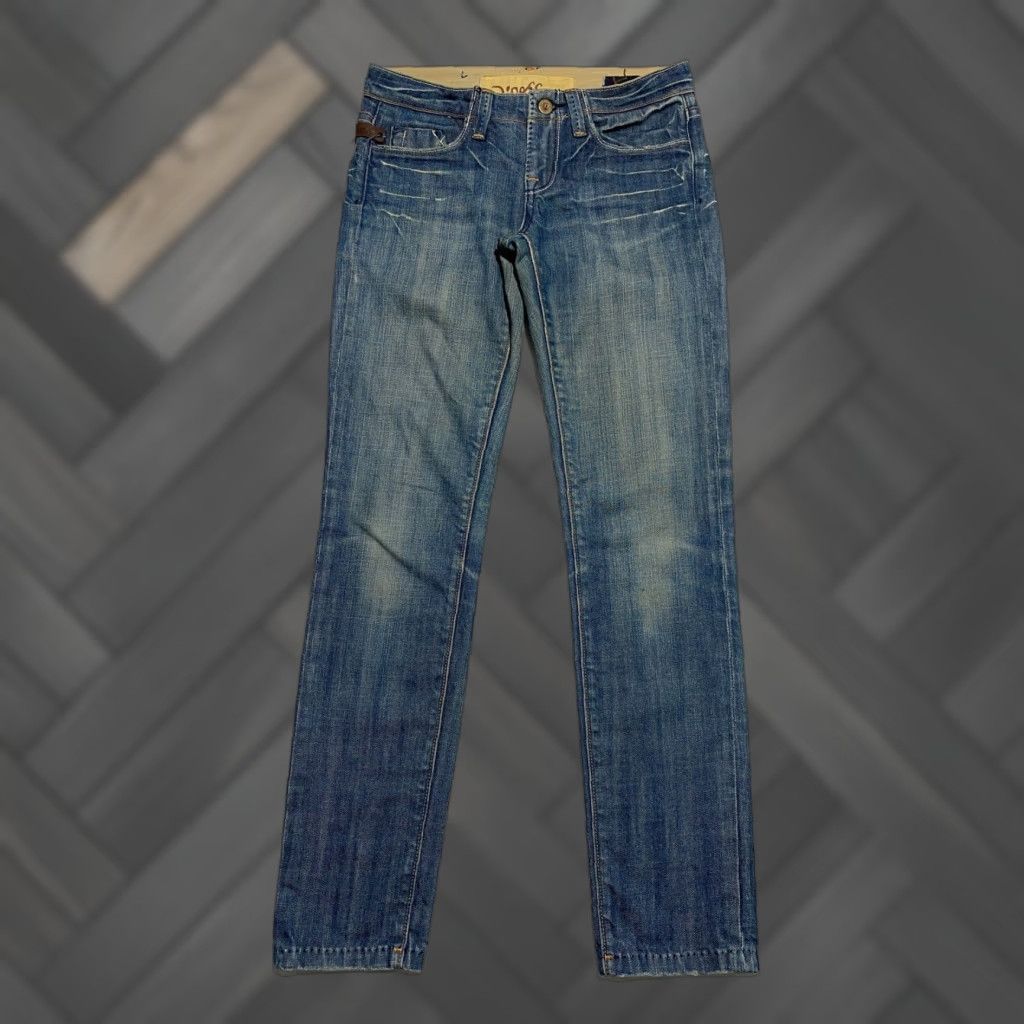 Vintage Vigoss Studio Jeans Womens 26 Blue Denim Low Rise Distressed Whiskers P20151 Size 26" / US 2 / IT 38 - 1 Thumbnail